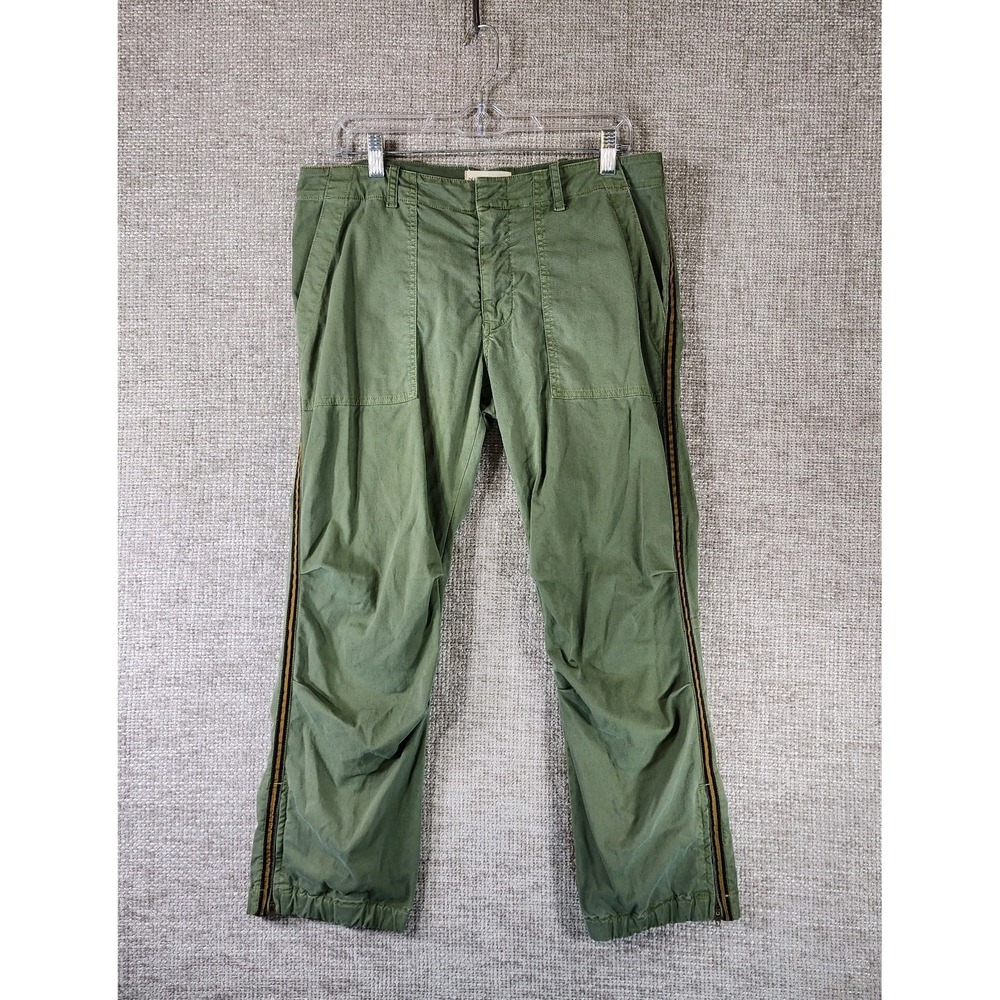 Nili Lotan Cropped Military Pants Womens 8 Green Utility Pockets USA Made Stripe